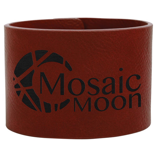 9 1/2" x 2" Rose Laserable Leatherette Cuff Bracelet (Sold by Case of 10)