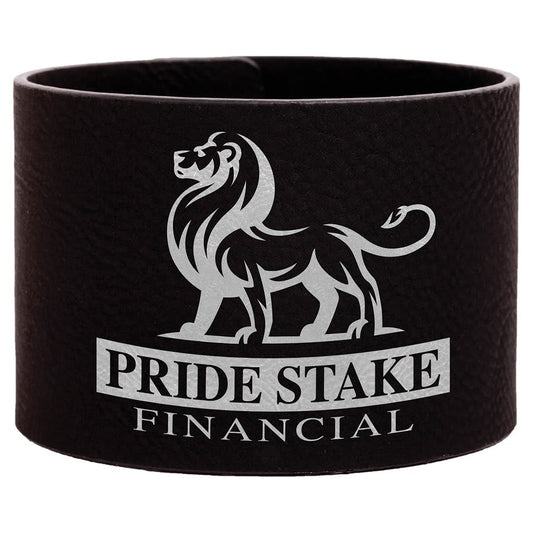 9 1/2" x 2" Black/Silver Laserable Leatherette Cuff Bracelet (Sold by Case of 10)