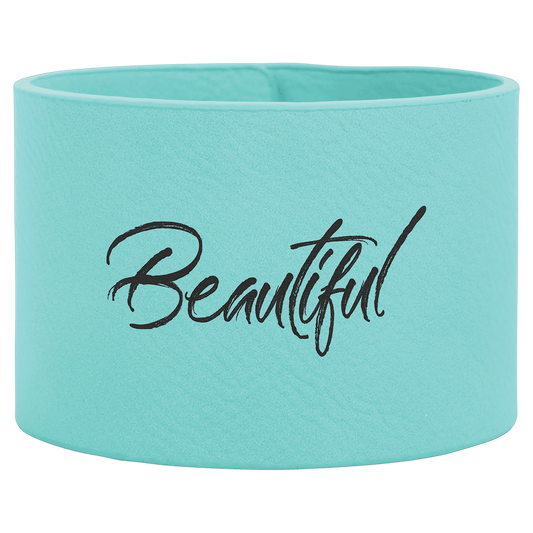 9 1/2" x 2" Teal Laserable Leatherette Cuff Bracelet (Sold by Case of 10)