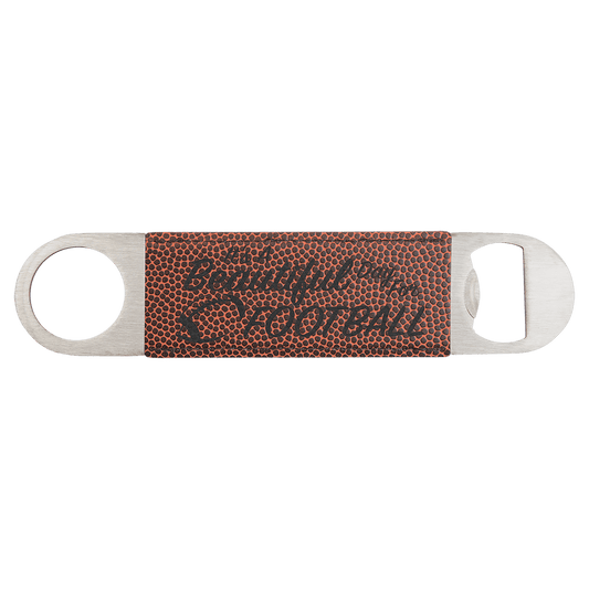 1 1/2" x 7" Football Laserable Leatherette Bottle Opener (Sold by Case of 25)