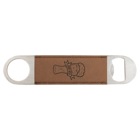 1 1/2" x 7" Dark Brown Laserable Leatherette Bottle Opener (Sold by Case of 25)