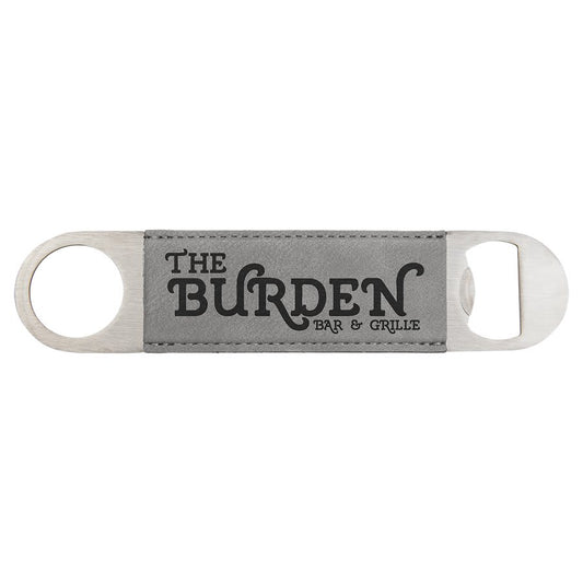 1 1/2" x 7" Gray Laserable Leatherette Bottle Opener (Sold by Case of 25)