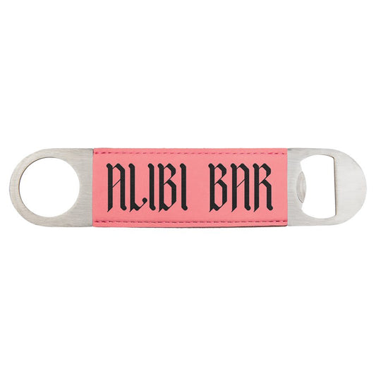 1 1/2" x 7" Pink Laserable Leatherette Bottle Opener (Sold by Case of 25)