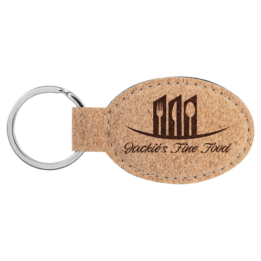 3" x 1 3/4" Cork Oval Keychain (Sold by Case of 50)