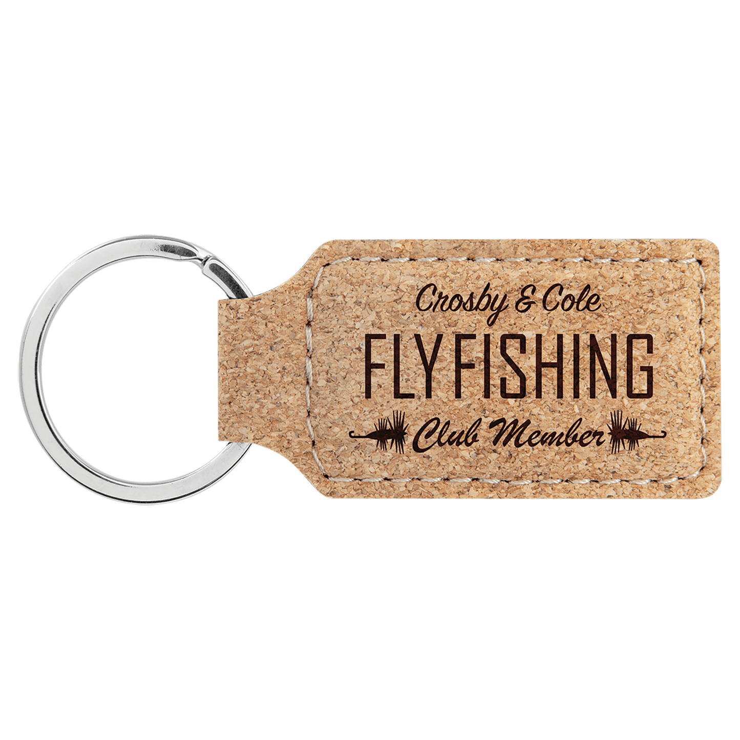 2 3/4" x 1 1/4" Cork Rectangle Keychain (Sold by Case of 50)