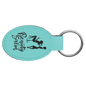3" x 1 3/4" Teal Laserable Leatherette Oval Keychain (Sold by Case of 50)