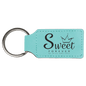 2 3/4" x 1 1/4" Teal Laserable Leatherette Rectangle Keychain (Sold by Case of 50)