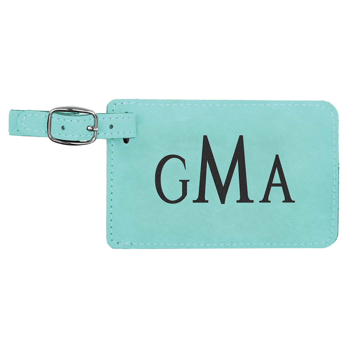 4 1/4" x 2 3/4" Teal Laserable Leatherette Luggage Tag (Sold by Case of 10)