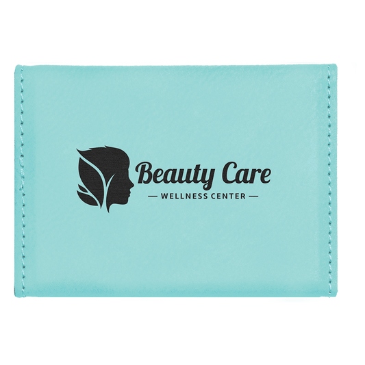 3 3/4" x 2 3/4" Teal Laserable Leatherette Hard Business Card Holder (Sold by Case of 10)