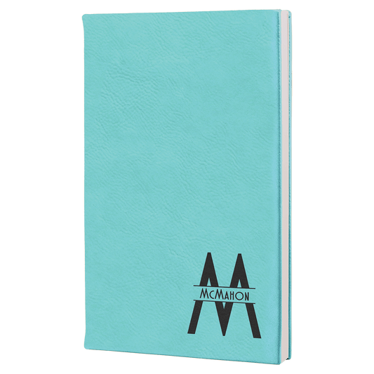 5 1/4" x 8 1/4" Teal Laserable Leatherette Journal with Lined Notepad (Sold by Case of 4)