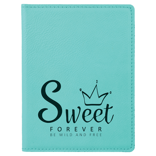 4 1/4" x 5 1/2" Teal Laserable Leatherette Passport Holder (Sold by Case of 6)