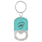 Oval Teal Laserable Leatherette Bottle Opener Keychain (Sold by Case of 25)