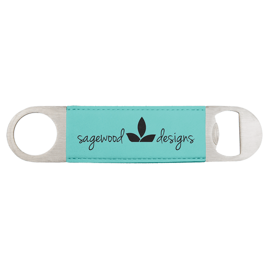 1 1/2" x 7" Teal Laserable Leatherette Bottle Opener (Sold by Case of 25)