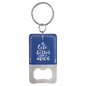 Rectangle Blue/Silver Laserable Leatherette Bottle Opener Keychain (Sold by Case of 25)