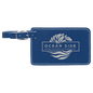 4 1/4" x 2 3/4" Blue/Silver Laserable Leatherette Luggage Tag (Sold by Case of 10)