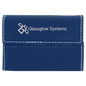 3 3/4" x 2 3/4" Blue/Silver Laserable Leatherette Hard Business Card Holder (Sold by Case of 10)