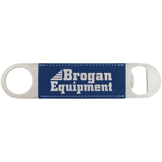 1 1/2" x 7" Blue/Silver Laserable Leatherette Bottle Opener (Sold by Case of 25)