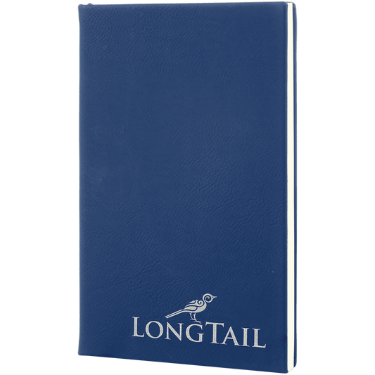 5 1/4" x 8 1/4" Blue/Silver Laserable Leatherette Journal with Lined Notepad (Sold by Case of 4)
