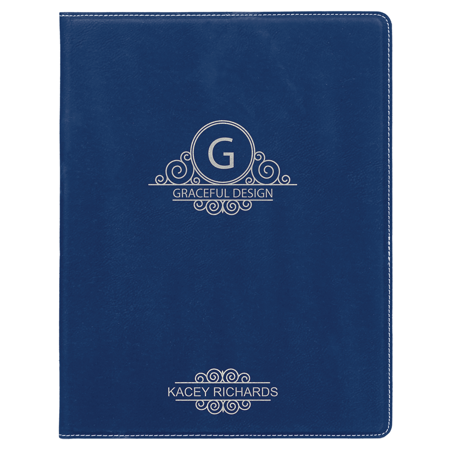 7" x 9" Blue/Silver Laserable Leatherette Small Portfolio with Notepad (Sold by Case of 4)