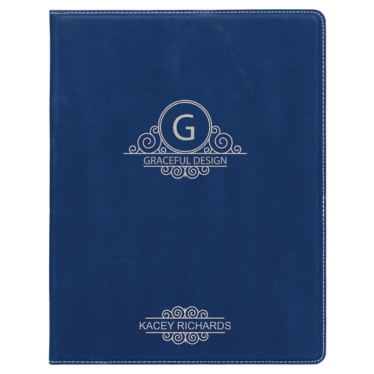 7" x 9" Blue/Silver Laserable Leatherette Small Portfolio with Notepad (Sold by Case of 4)
