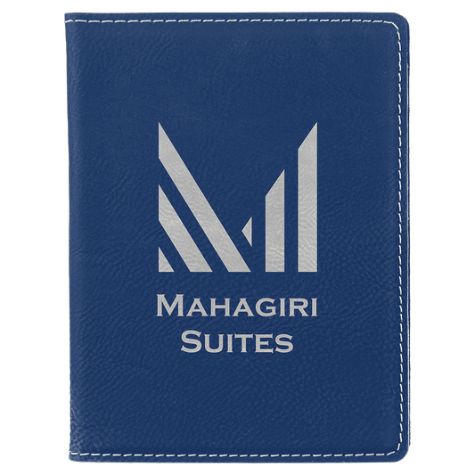 4 1/4" x 5 1/2" Blue/Silver Laserable Leatherette Passport Holder (Sold by Case of 6)