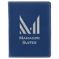 4 1/4" x 5 1/2" Blue/Silver Laserable Leatherette Passport Holder (Sold by Case of 6)