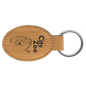 3" x 1 3/4" Bamboo Laserable Leatherette Oval Keychain (Sold by Case of 50)