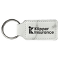 2 3/4" x 1 1/4" White Marble Laserable Leatherette Rectangle Keychain (Sold by Case of 50)