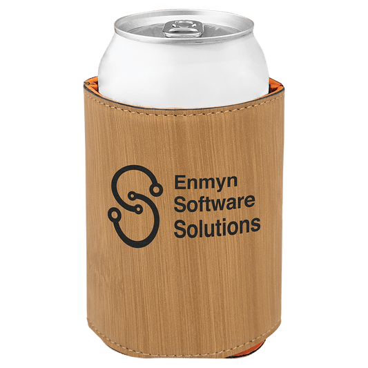 3 3/4" Bamboo Laserable Leatherette Beverage Holder (Sold by Case of 25)