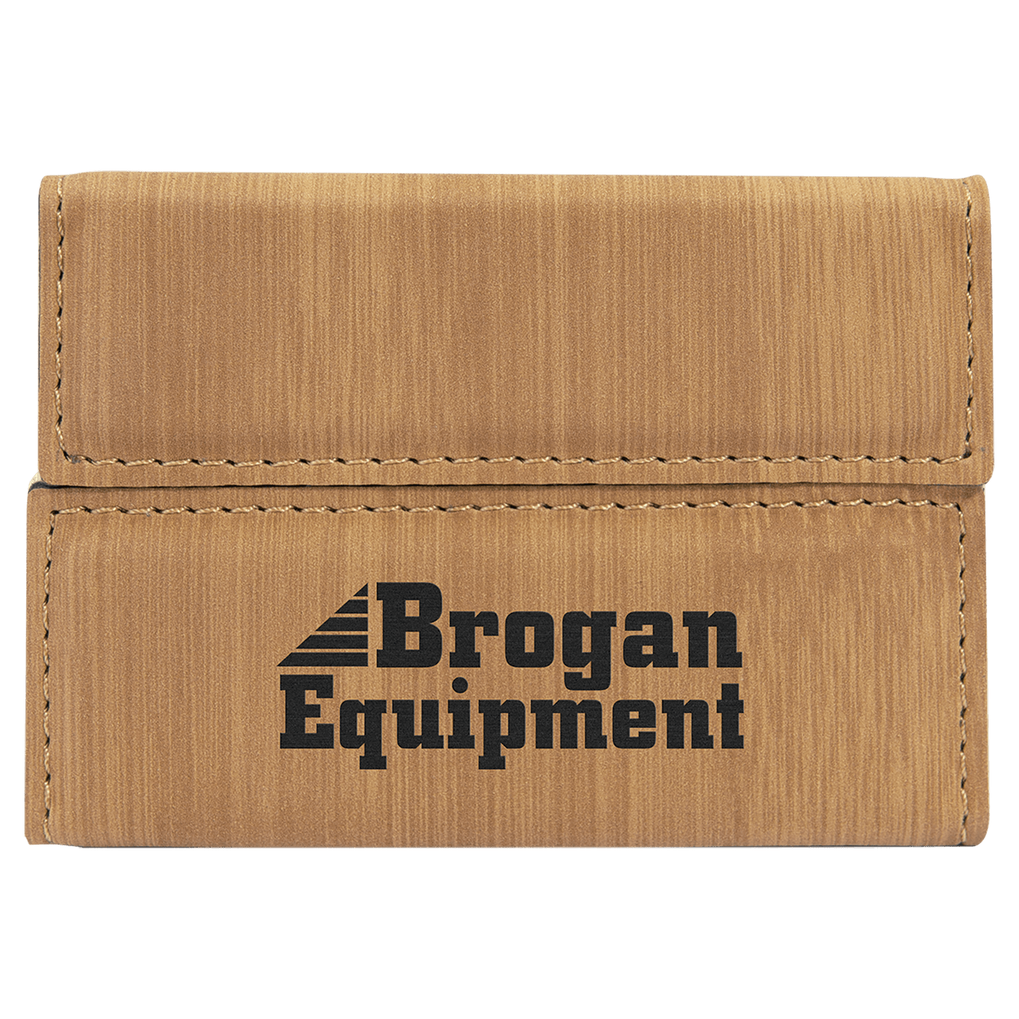 3 3/4" x 2 3/4" Bamboo Laserable Leatherette Hard Business Card Holder (Sold by Case of 10)