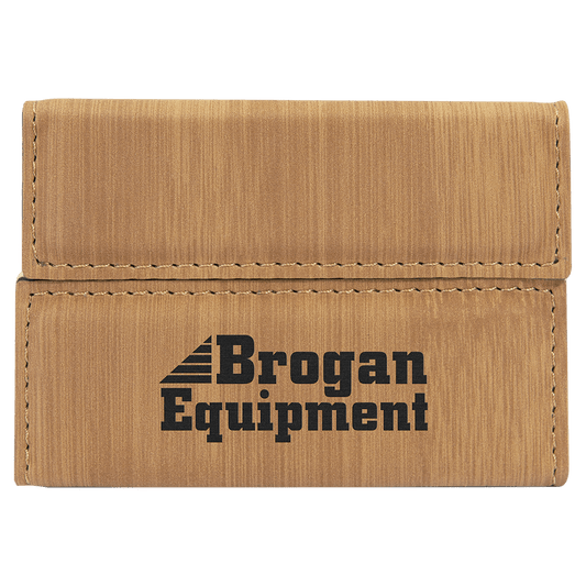 3 3/4" x 2 3/4" Bamboo Laserable Leatherette Hard Business Card Holder (Sold by Case of 10)
