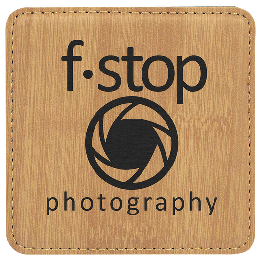 4" x 4" Square Bamboo Laserable Leatherette Coaster (Sold by Case of 6)