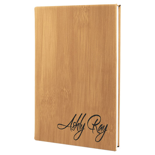 5 1/4" x 8 1/4" Bamboo Laserable Leatherette Journal with Lined Notepad (Sold by Case of 4)