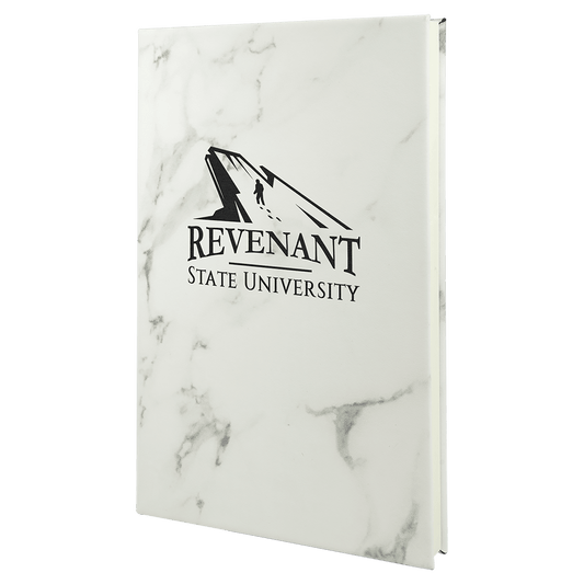 5 1/4" x 8 1/4" White Marble Laserable Leatherette Journal with Lined Notepad (Sold by Case of 4)