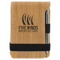 3 1/4" x 4 3/4" Bamboo Laserable Leatherette Mini Notepad with Pen (Sold by Case of 10)
