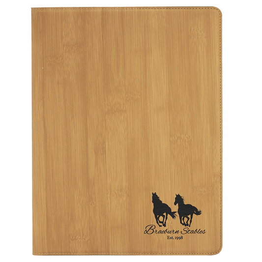 9 1/2" x 12" Bamboo Laserable Leatherette Portfolio with Notepad (Sold by Case of 4)