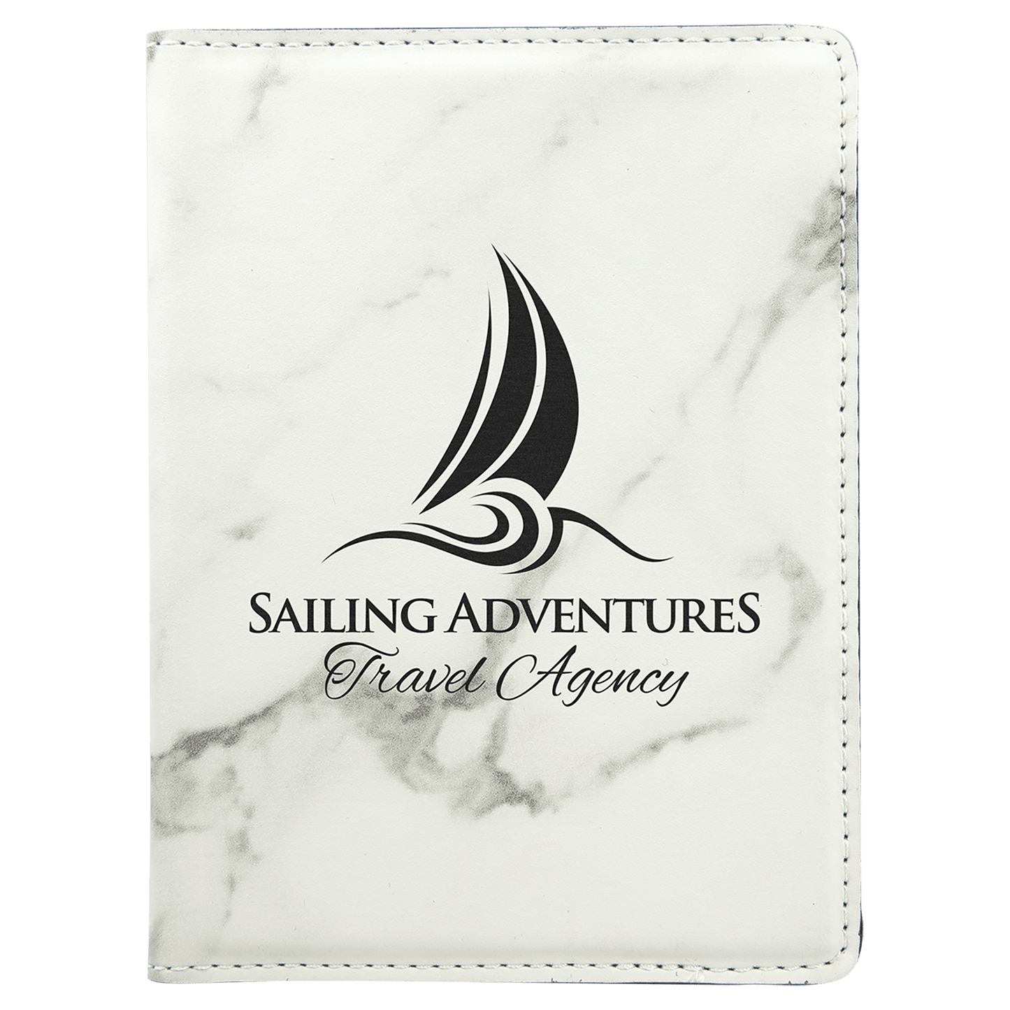 4 1/4" x 5 1/2" White Marble Laserable Leatherette Passport Holder (Sold by Case of 6)
