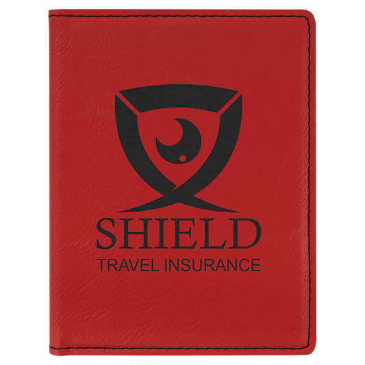 4 1/4" x 5 1/2" Red Laserable Leatherette Passport Holder (Sold by Case of 6)