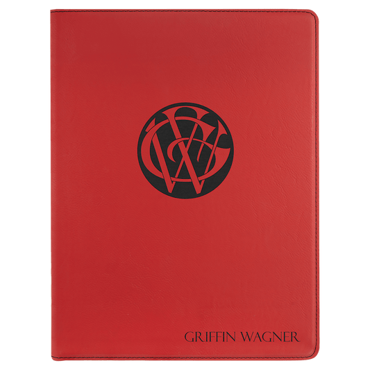 9 1/2" x 12" Red Laserable Leatherette Portfolio with Notepad (Sold by Case of 4)