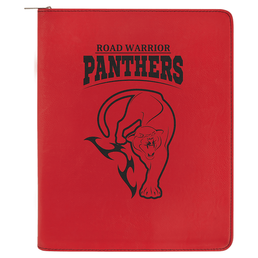 9 1/2" x 12" Red Laserable Leatherette Portfolio with Zipper and Notepad (Sold by Case of 4)