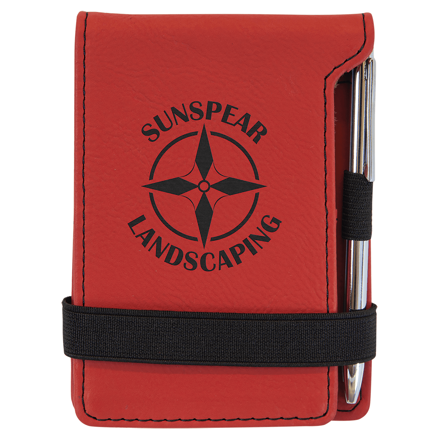3 1/4" x 4 3/4" Red Laserable Leatherette Mini Notepad with Pen (Sold by Case of 10)