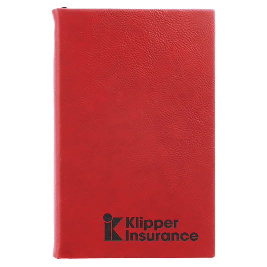 5 1/4" x 8 1/4" Red Laserable Leatherette Journal with Lined Notepad (Sold by Case of 4)