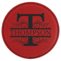 4" Round Red Laserable Leatherette Coaster (Sold by Case of 6)