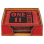 4" x 4" Red Square Laserable Leatherette 6-Coaster Set with Holder (Sold by Case of 4)