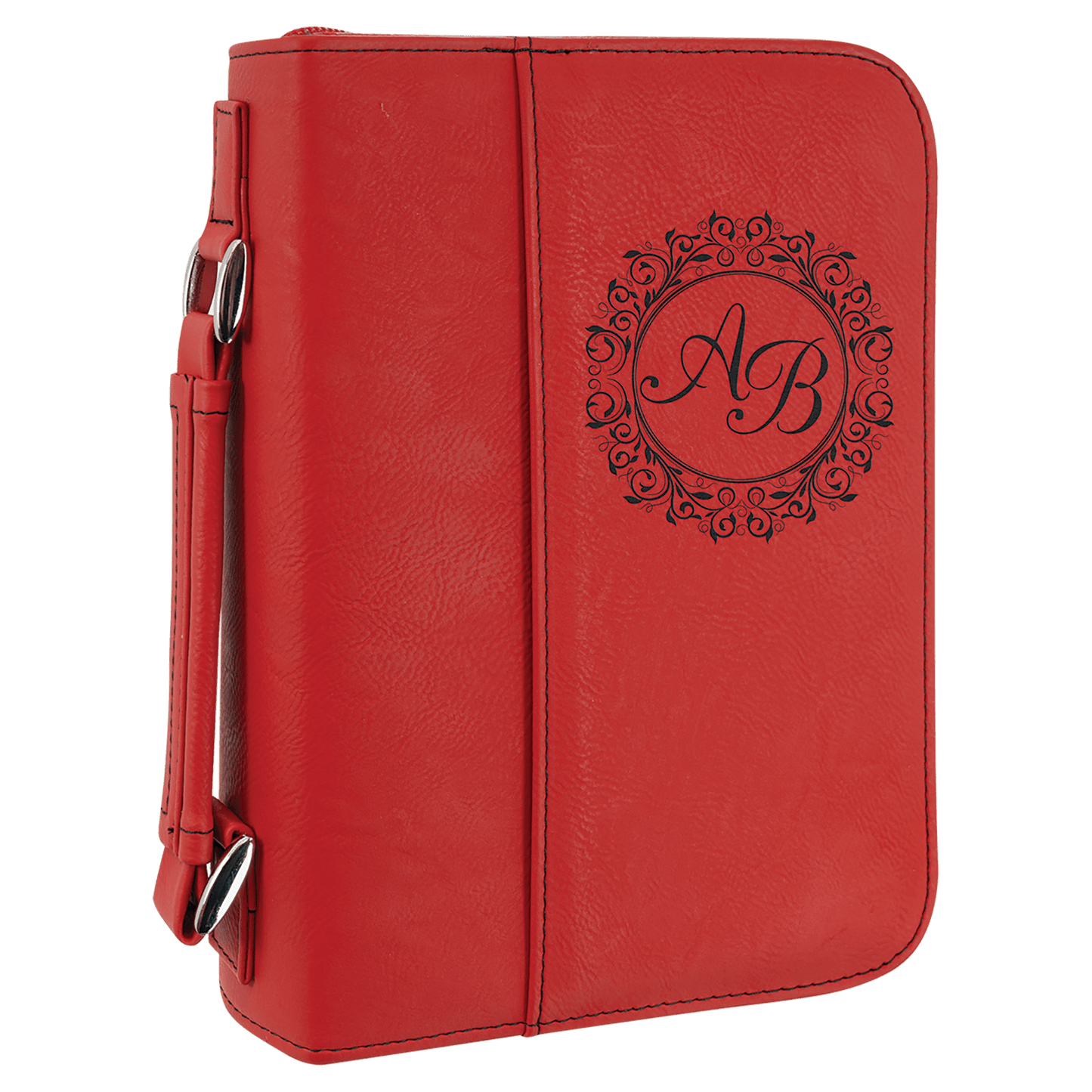 6 3/4" x 9 1/4" Red Leatherette Book/Bible Cover with Handle & Zipper (Sold by Case of 6)