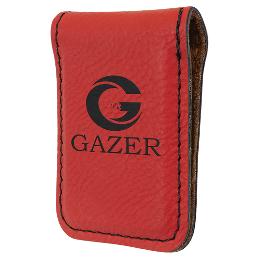 1 3/4" x 2 1/2" Red Laserable Leatherette Money Clip (Sold by Case of 10)