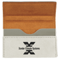3 3/4" x 2 3/4" White Laserable Leatherette Hard Business Card Holder (Sold by Case of 10)