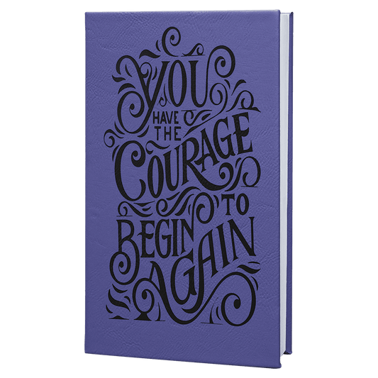 5 1/4" x 8 1/4" Purple/Black Laserable Leatherette Journal with Lined Notepad (Sold by Case of 4)
