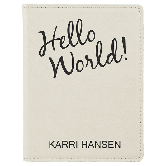 4 1/4" x 5 1/2" White Laserable Leatherette Passport Holder (Sold by Case of 6)
