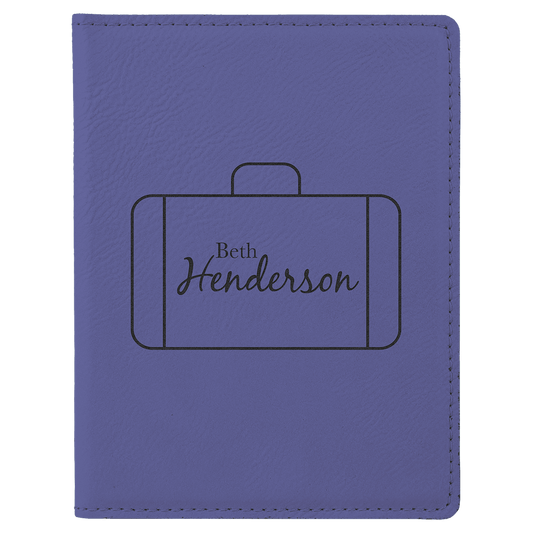 4 1/4" x 5 1/2" Purple Laserable Leatherette Passport Holder (Sold by Case of 6)